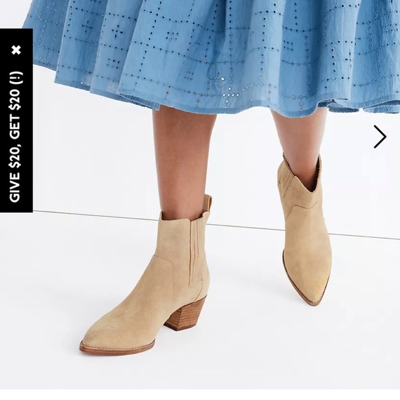 Madewell The Western Ankle Boot in Suede NG670 - Picture 2 of 6